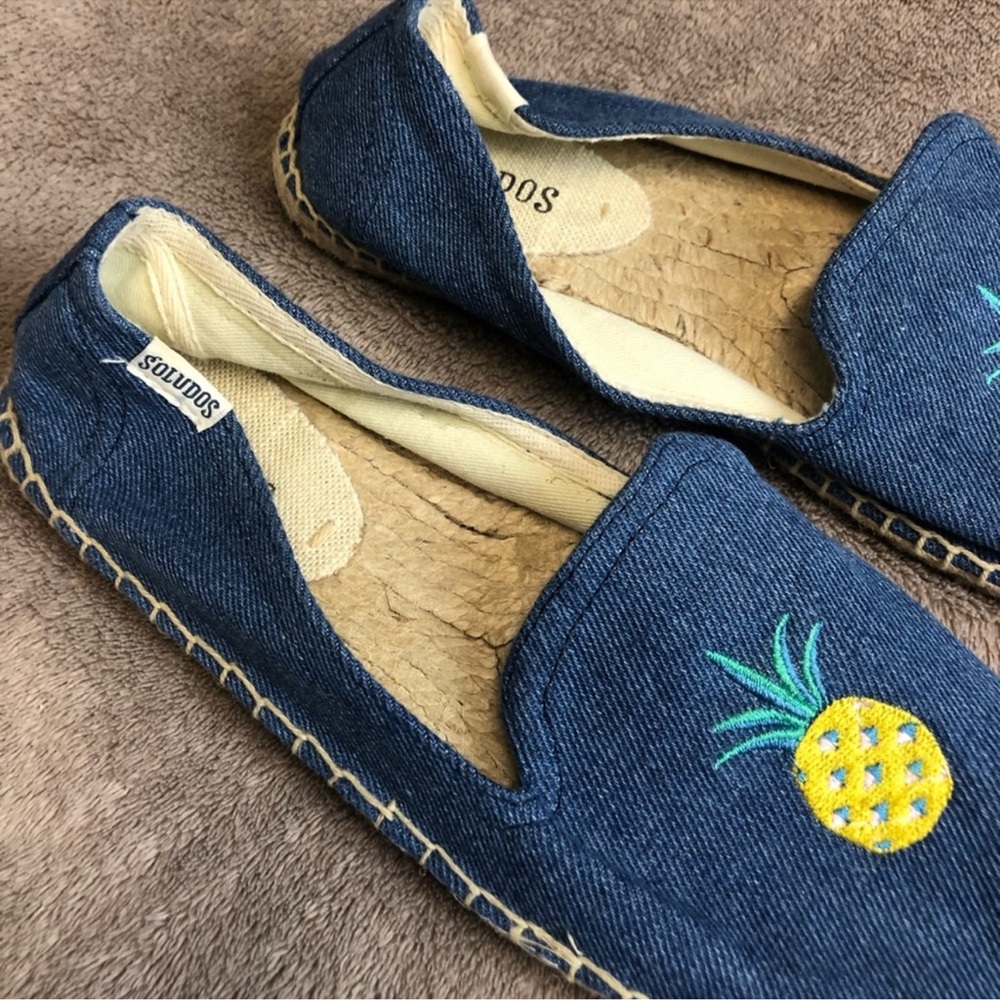 NWOT Soludos Denim Pineapple Slip-On Espadrilles. Sz 7 - Picture 3 of 5